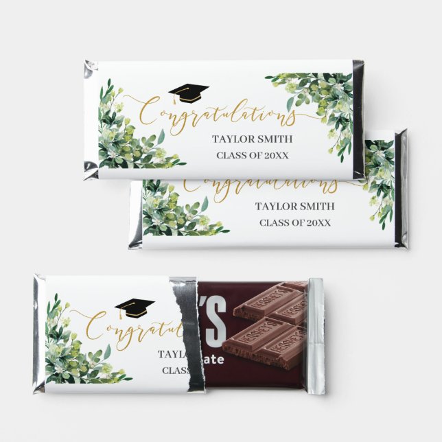 Greenery Graduation Congratulations Graduate Candy Hershey Bar Favors (Front)
