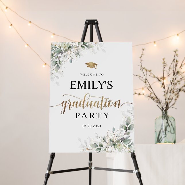 Greenery Graduation Party Welcome Sign Grad Party (In Situ (Stand))
