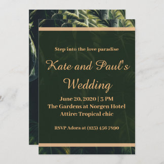 Greenery Green and Gold Geometric Rustic Wedding Card