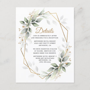 Greenery Green and Gold Geometric Rustic Wedding Enclosure Card