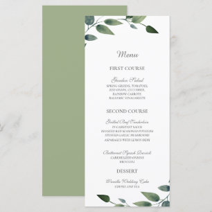 Greenery Green and Gold Geometric Rustic Wedding Menu