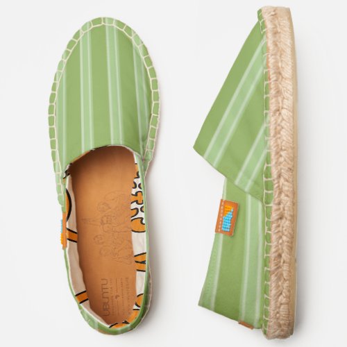 Greenery Green Colored Vertical Striped Slip_on Espadrilles