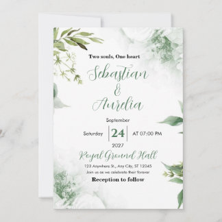 Greenery Green EucalyptusLeaves Geometric Wedding  Invitation