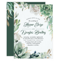 Greenery | Green & Gold | Succulent Floral Wedding Card