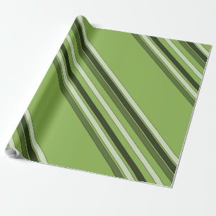 Greenery Green Horizontal Stripes Pattern Elegant Wrapping Paper