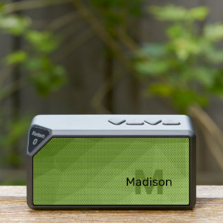 Greenery green ombre geometric mesh Monogram Bluetooth Speaker