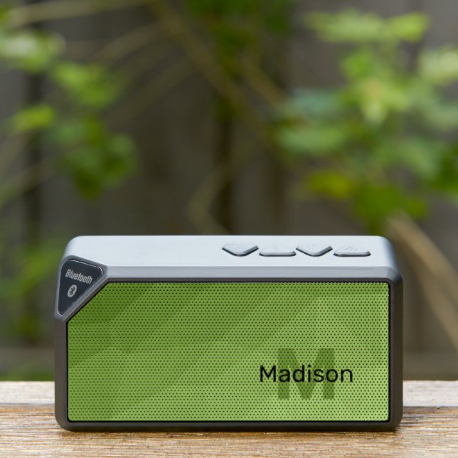 Greenery green ombre geometric mesh Monogram Bluetooth Speaker (Insitu(Outdoor))
