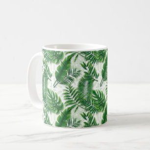 Greenery Green Tropical Leaves Pattern Coffee Mug