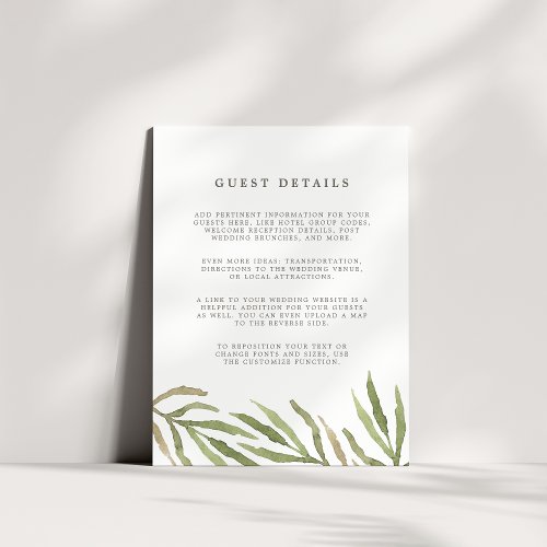 Greenery  Guest Details Enclosure Card