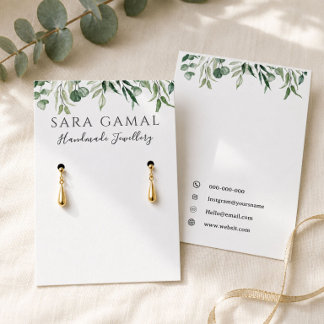 Greenery Handmade Jewelry Display Business Card