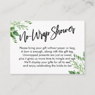 Greenery Display Shower Card Insert, No Wrapping Paper Insert