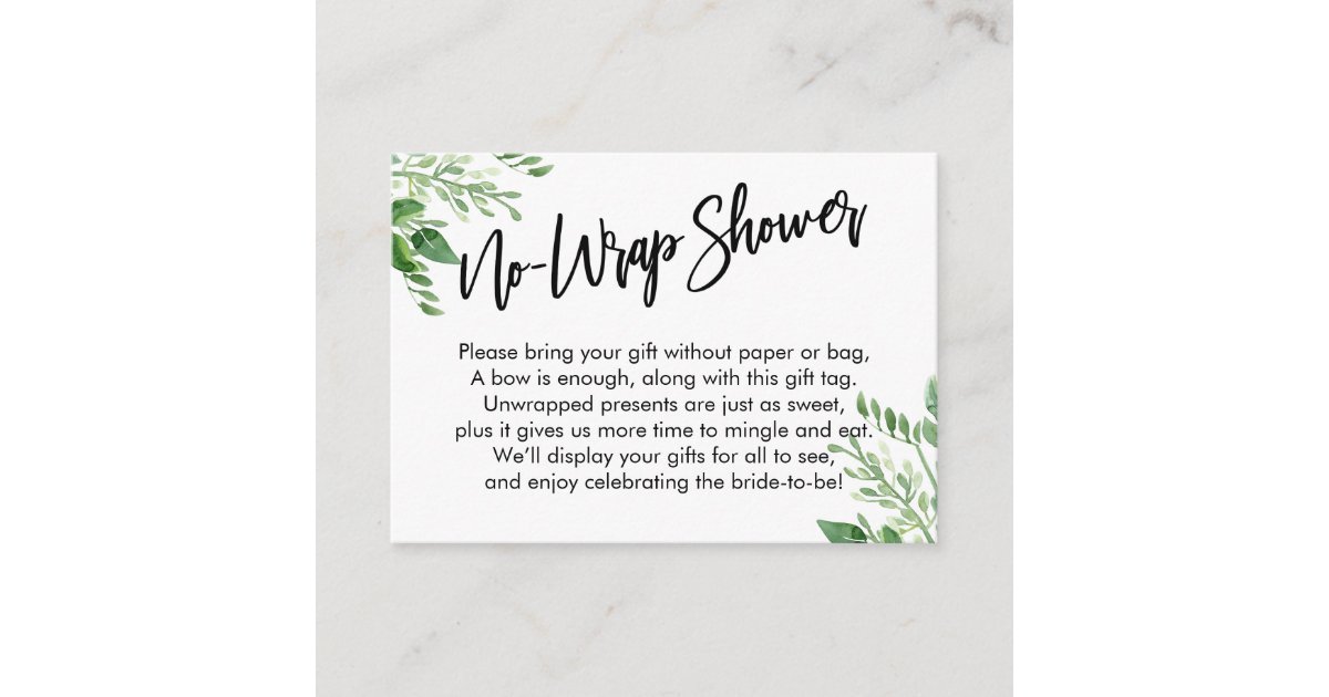 Greenery Handwriting No Wrap Bridal Shower Enclosure Card Zazzle