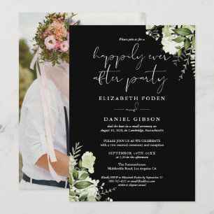 Greenery Happily Ever After Eloped Wedding Photo Invitation