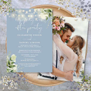 Greenery Happily Ever After Eloped Wedding Photo Invitation