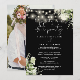 Greenery Happily Ever After Eloped Wedding Photo Invitation