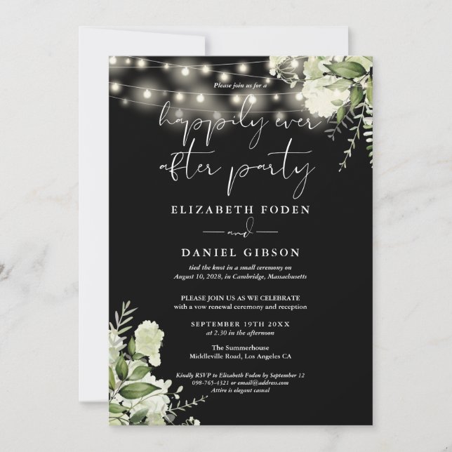 Greenery Happily Ever After Party Wedding Vows Invitation (Front)
