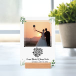 Greenery Happily Ever After Print with Wood Block<br><div class="desc">Celebrate your fairytale beginning with this greenery wedding print with wood block,  featuring “Happily Ever After” in elegant script and your cherished wedding photo. A romantic keepsake for newlyweds,  perfect for displaying in your home or gifting to the happy couple.</div>