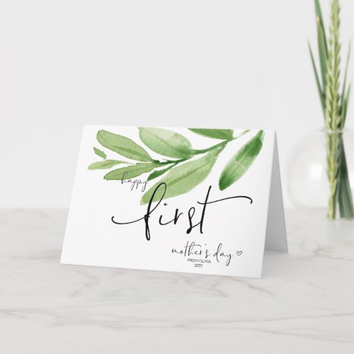 Greenery Happy First Mothers Day Gift Keepsake Card