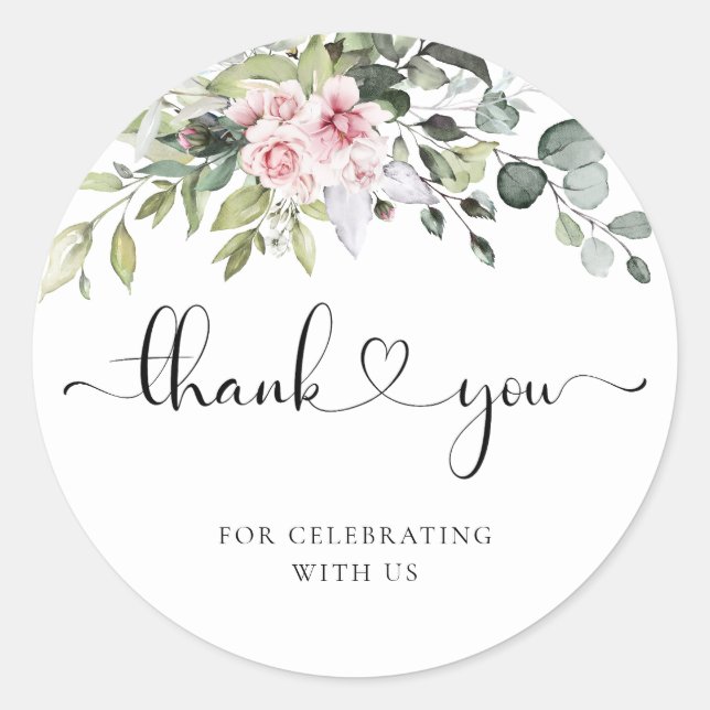 Greenery Herbal Bridal Shower Classic Round Classi Classic Round Sticker (Front)
