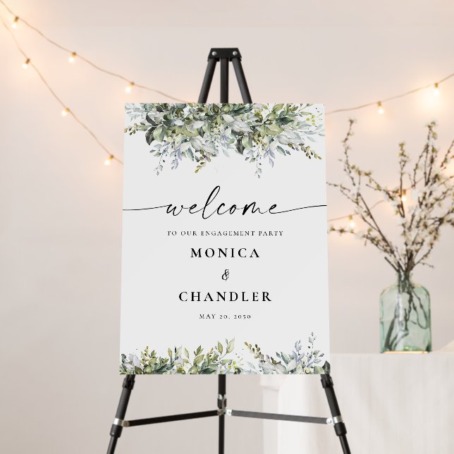 Greenery Herbal Engagement Party Foam Board (In Situ (Stand))