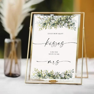 Greenery Herbal Guest How Many Kisses Sign