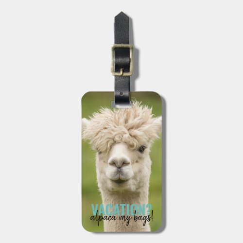 Greenery Holiday Vacation Alpaca Luggage Tag