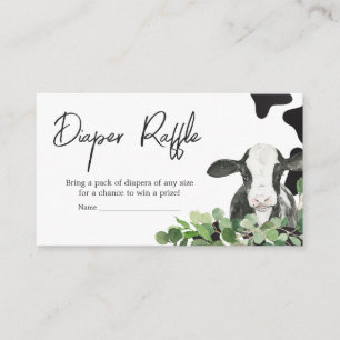 Greenery Holy Cow Baby Shower Diaper Raffle Enclosure Card