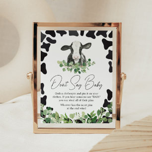 Greenery Holy Cow Baby Shower Don't Say Baby Poster