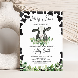 Greenery Holy Cow Baby Shower Invitation