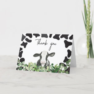 Greenery Holy Cow Baby Shower Thank You Card