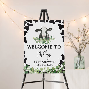 Greenery Holy Cow Baby Shower Welcome Sign