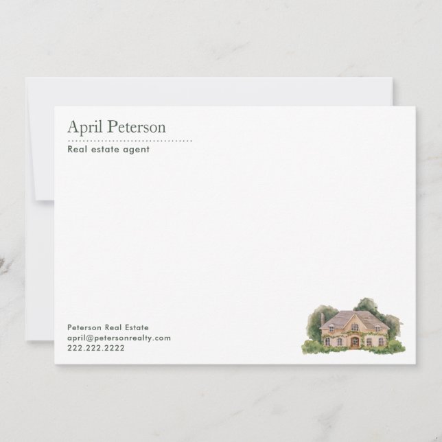 Greenery Home Personalized Realtor Stationery Note Card (Front)