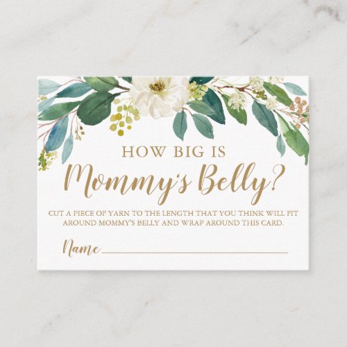 Greenery How Big Is Mommys Belly Answer Card
