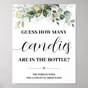 Greenery How many Candies Baby Shower game sign