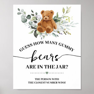 Greenery How many Gummy Bears Shower Game Sign