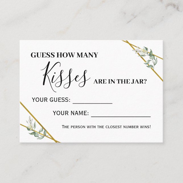 Greenery How many kisses bilingual game card (Front)