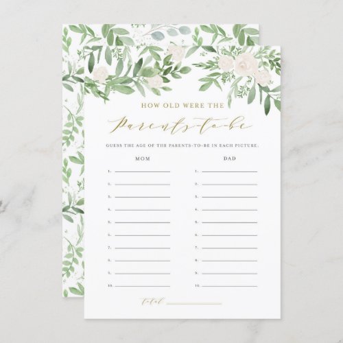 Greenery How Old Were the Parents Baby Shower Game Enclosure Card