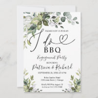 Greenery I DO BBQ Engagement Party Invitation