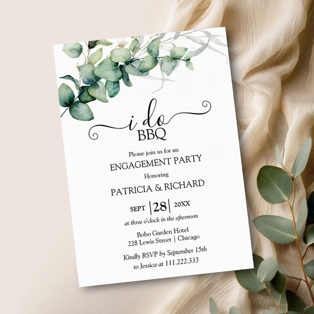 Greenery I Do BBQ Engagement Party   Invitation (Creator Uploaded)