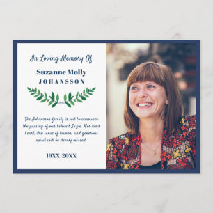 Greenery In Loving Memory Photo Announcement
