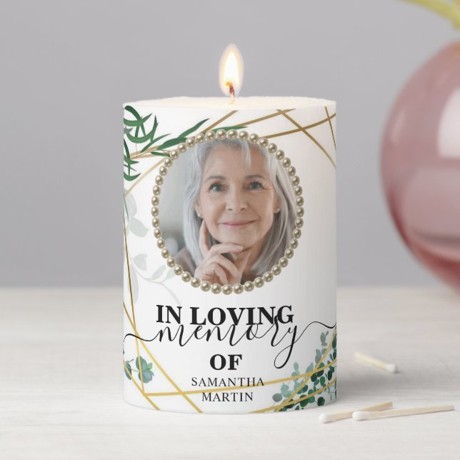Greenery In loving Memory Pillar Candle (In Situ)