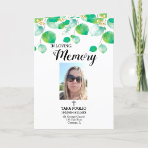 Greenery In loving memory program funeral