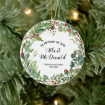 Greenery In Memory of Dad Christmas Ornament<br><div class="desc">Christmas Greenery In Memory of Dad Ornament
Can be changed into any text</div>