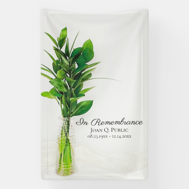 Greenery in Vase Celebration of Life Funeral  Banner (Vertical)