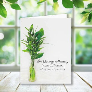 Greenery in Vase Funeral Memorial Sympathy Letterpress Thank You Card