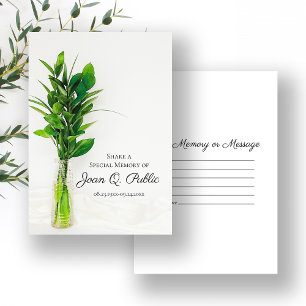 Greenery in Vase Share a Memory Funeral Keepsake Note Card