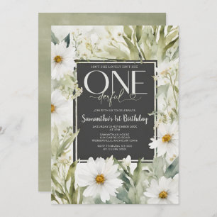 Greenery Isn't She Onederful 1st Birthday Flowers Invitation