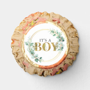 Greenery Its a Boy Gold Eucalyptus Baby Shower Reese's Peanut Butter Cups