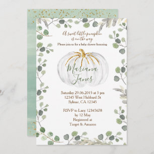 Greenery it's a boy pumpkin baby shower watercolor invitation