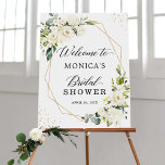Greenery Ivory Floral Gold Geometric Bridal Shower Foam Board<br><div class="desc">Welcome your guests in style with this chic and elegant Greenery Floral Geometric Bridal Shower Welcome Sign. The timeless greenery and ivory floral design combined with gold geometric frames create a beautiful and sophisticated look that will add a touch of luxury to your event. The foam board is easy to...</div>